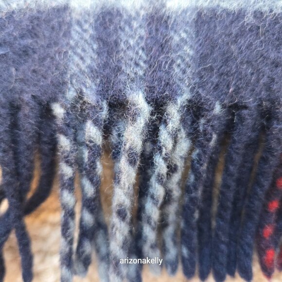 Vintage Burberry Wool Blue Nova Check Plaid Scarf EXCELLENT CONDITION Lambswool - Picture 10 of 13